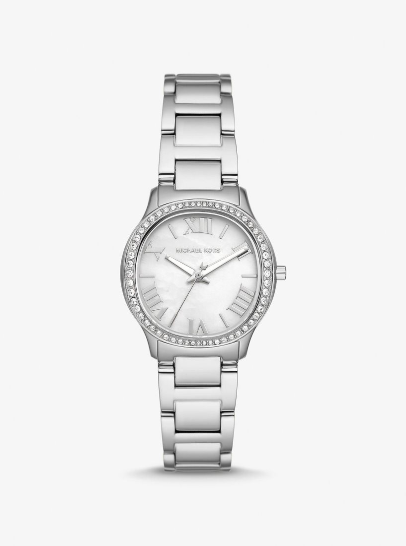 Michael Kors Mini Sage Pave Silver-Tone Watch Silver-tone Damen Silber | JUZHLI380