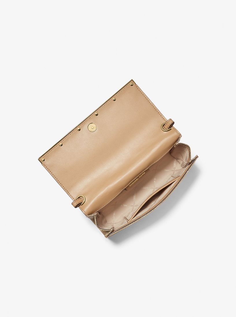 Michael Kors Mona Large Glitter Chain Mesh Clutch Unterarmtasche-Taschen Damen Gold | JZCIOQ175