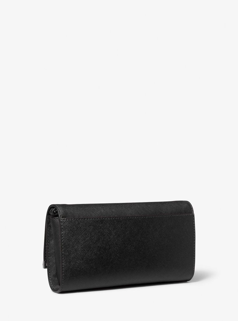 Michael Kors Mona Large Saffiano Leather Clutch Umhängetasche Damen Schwarz | OXSYZL034