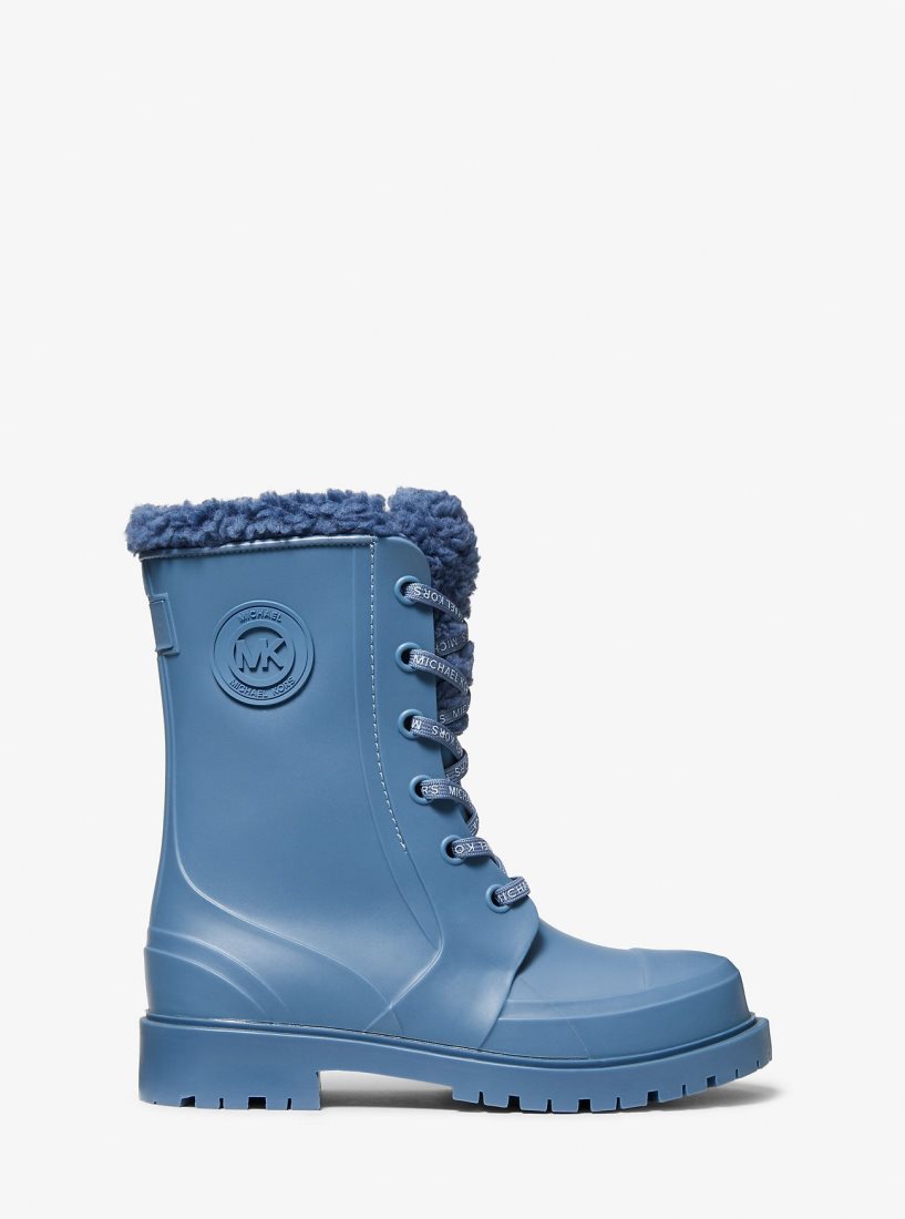Michael Kors Montaigne Faux Shearling-Lined PVC Rain Boot Stiefeletten Damen Blau | UNSRDM458