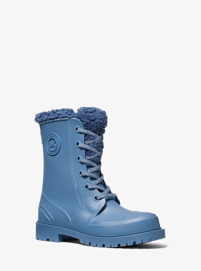 Michael Kors Montaigne Faux Shearling-Lined PVC Rain Boot Stiefeletten Damen Blau | UNSRDM458