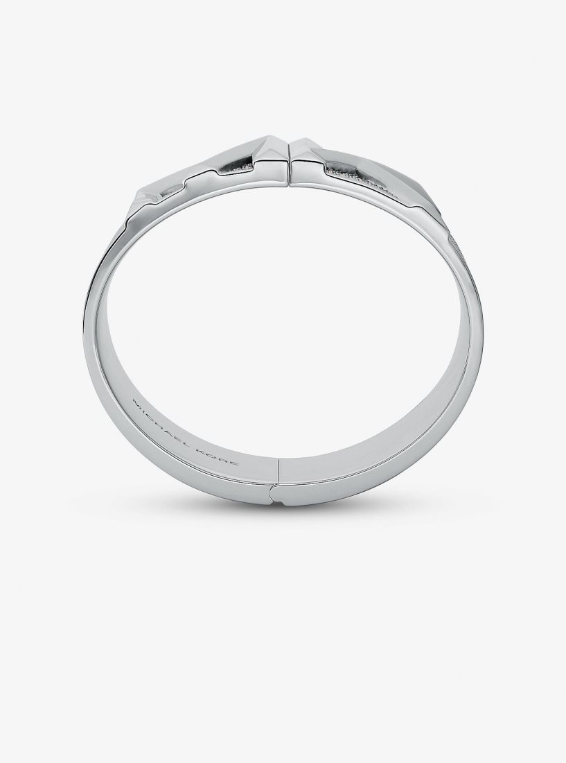 Michael Kors Mott Precious Metal-Plated Brass Pave Bangle Armreifen Damen Silber | TELAJG386
