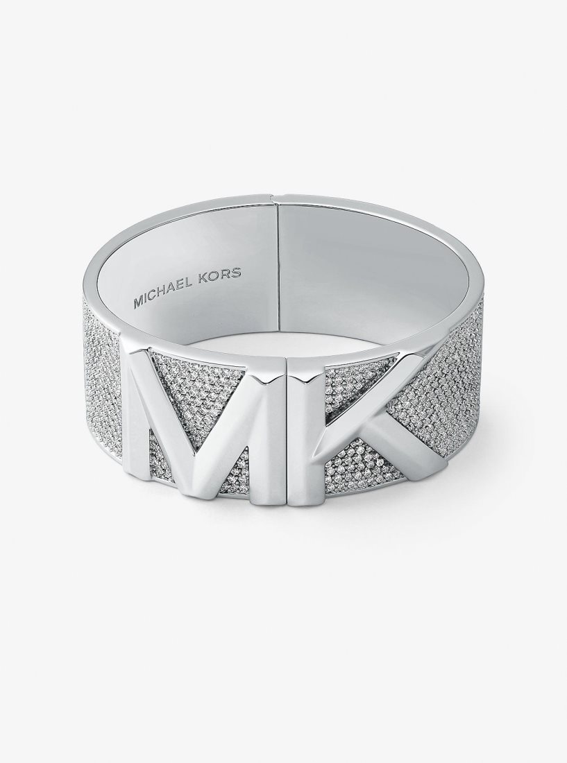 Michael Kors Mott Precious Metal-Plated Brass Pave Bangle Armreifen Damen Silber | TELAJG386