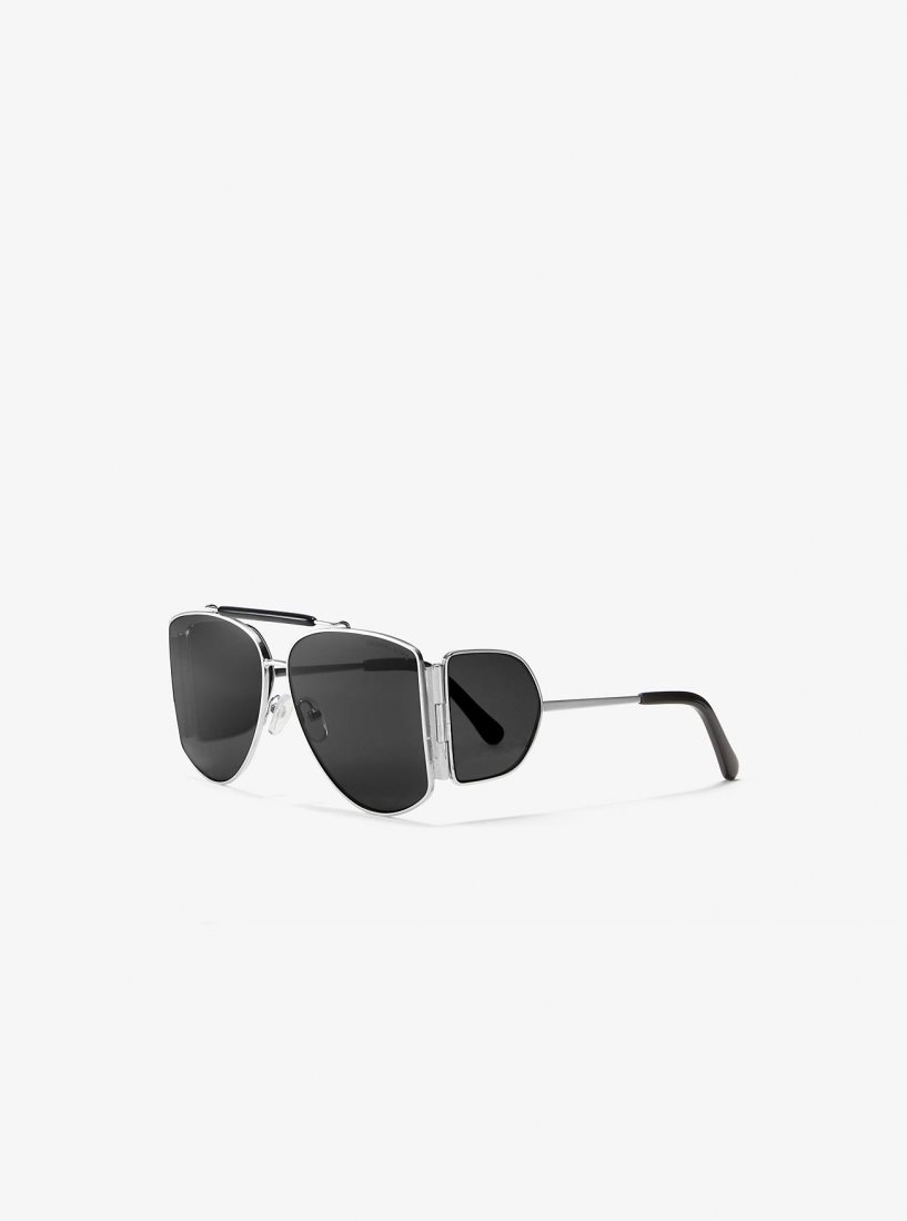 Michael Kors Nash Sunglasses Sonnenbrille Damen Schwarz Silber | FHZEQJ851
