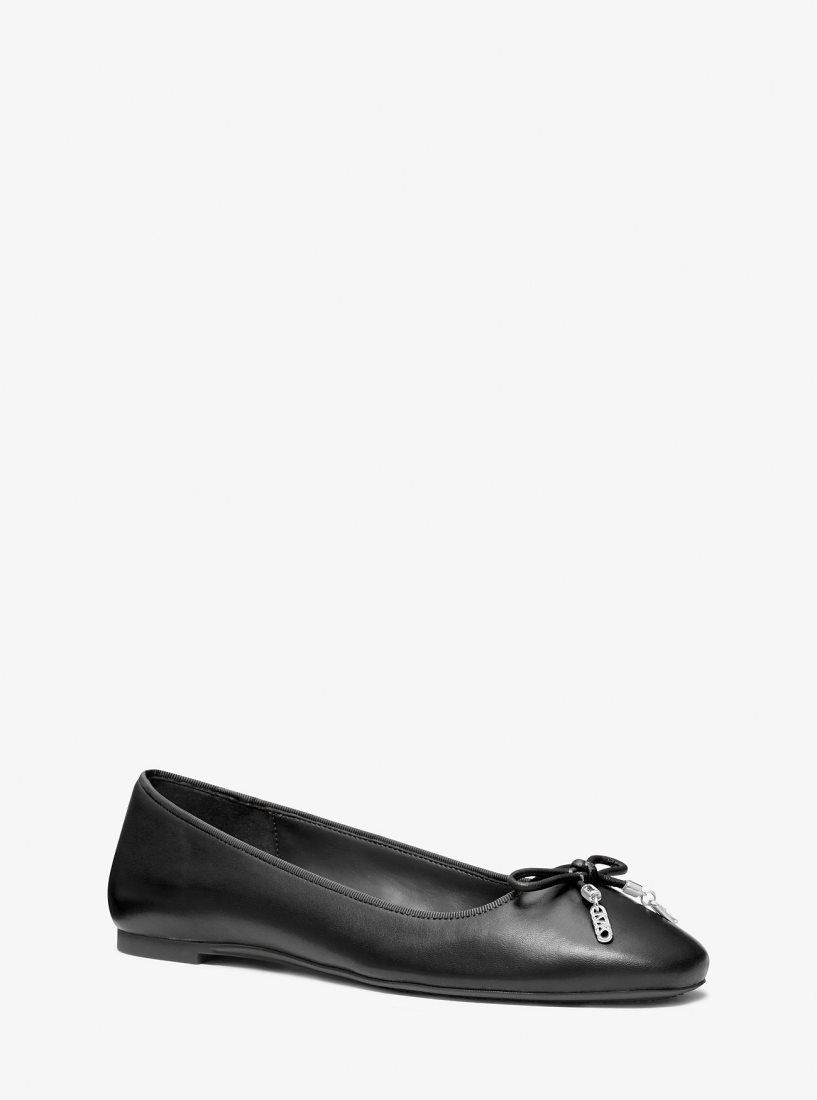 Michael Kors Nori Leather Ballet Flat Flache Schuhe Damen Schwarz | VWRSEH893