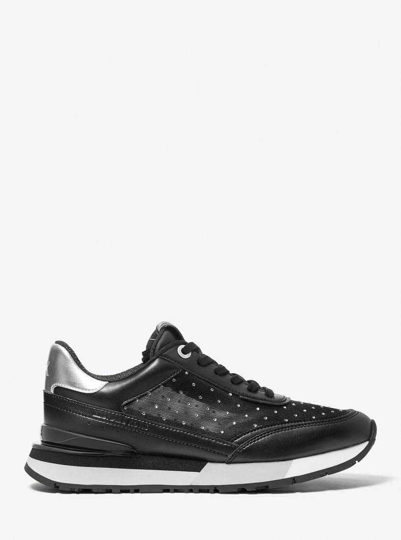 Michael Kors Nova Embellished Mesh Trainer Sneakers Damen Schwarz | UXFWJV307