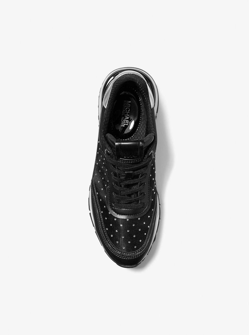 Michael Kors Nova Embellished Mesh Trainer Sneakers Damen Schwarz | UXFWJV307