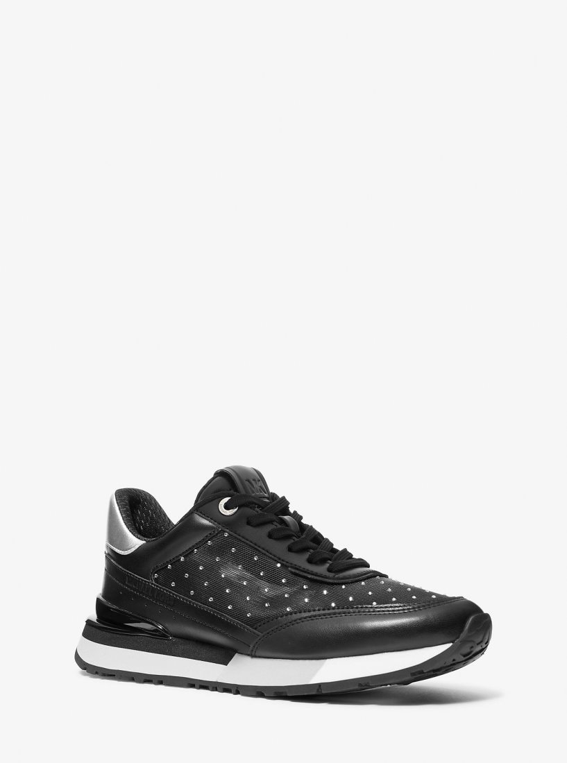 Michael Kors Nova Embellished Mesh Trainer Sneakers Damen Schwarz | UXFWJV307