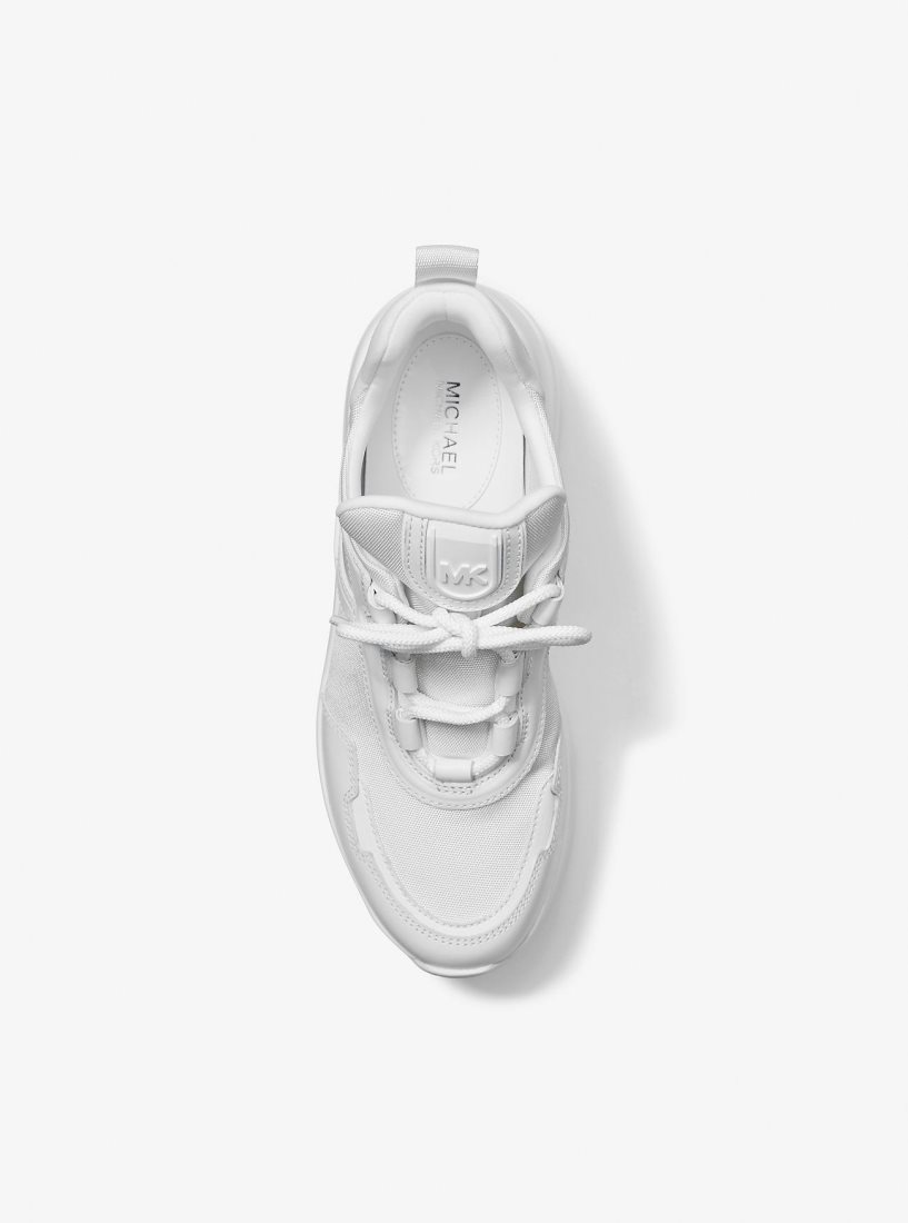 Michael Kors Olympia Canvas and Leather Trainer Sneakers Damen Weiß | FBPHAR842