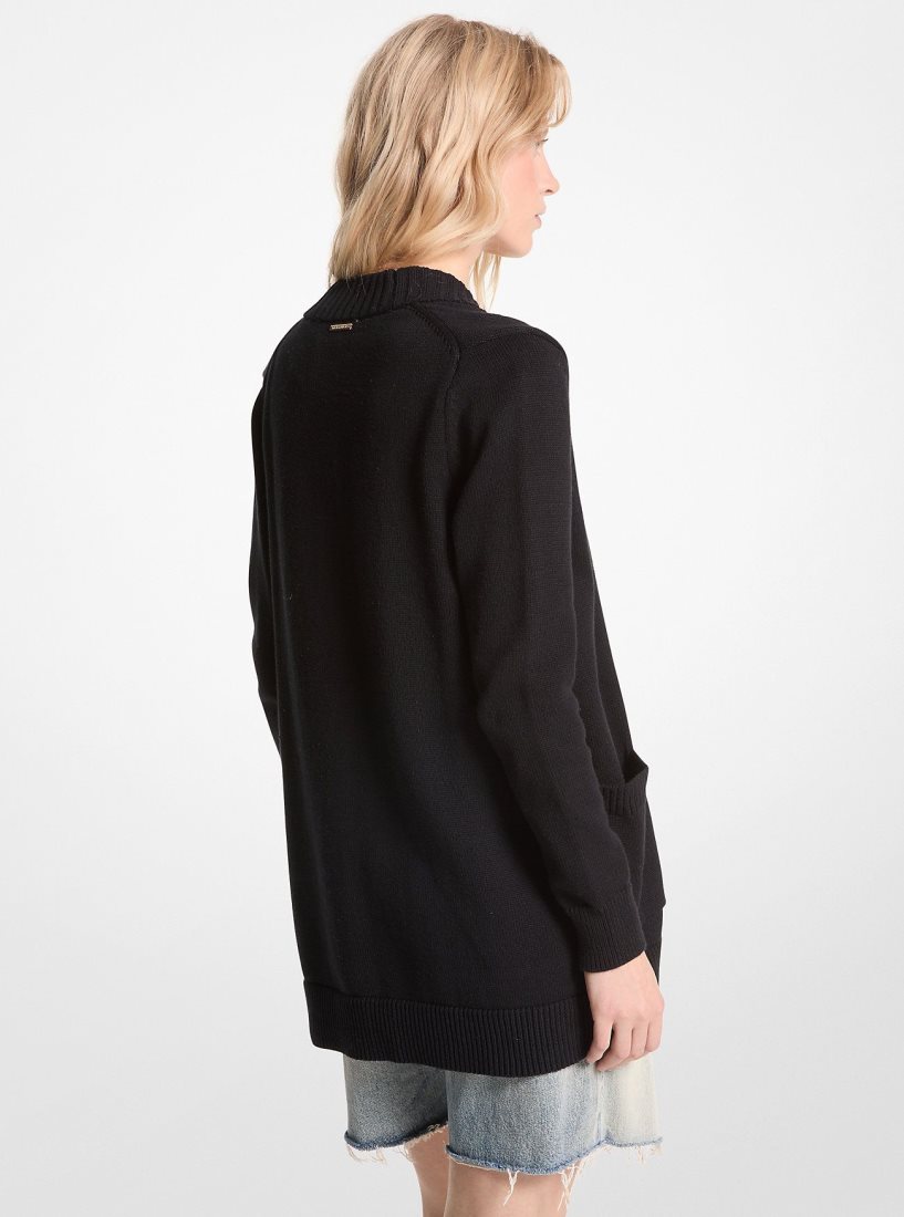 Michael Kors Organic Cotton Cardigan Pullover Damen Schwarz | MEPVWF046
