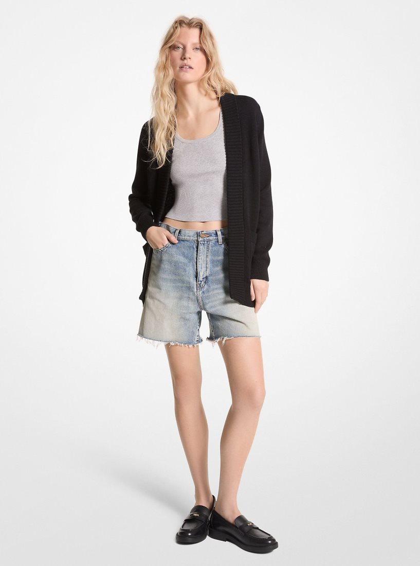 Michael Kors Organic Cotton Cardigan Pullover Damen Schwarz | MEPVWF046