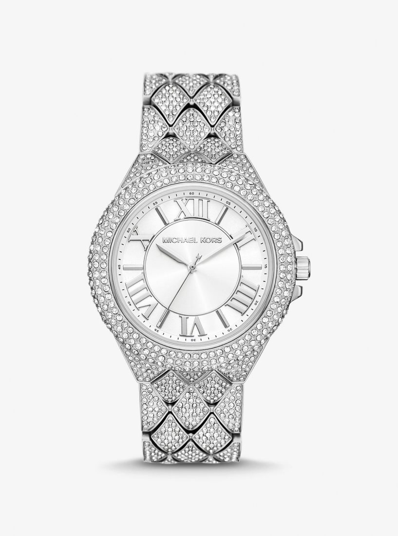 Michael Kors Oversized Camille Pave Silver-Tone Watch Silver-tone Damen Silber | CURVXK846