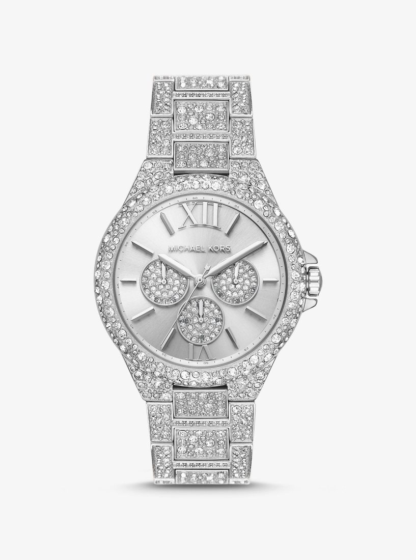 Michael Kors Oversized Camille Pave Silver-Tone Watch Oversized Damen Silber | LWHTSP967