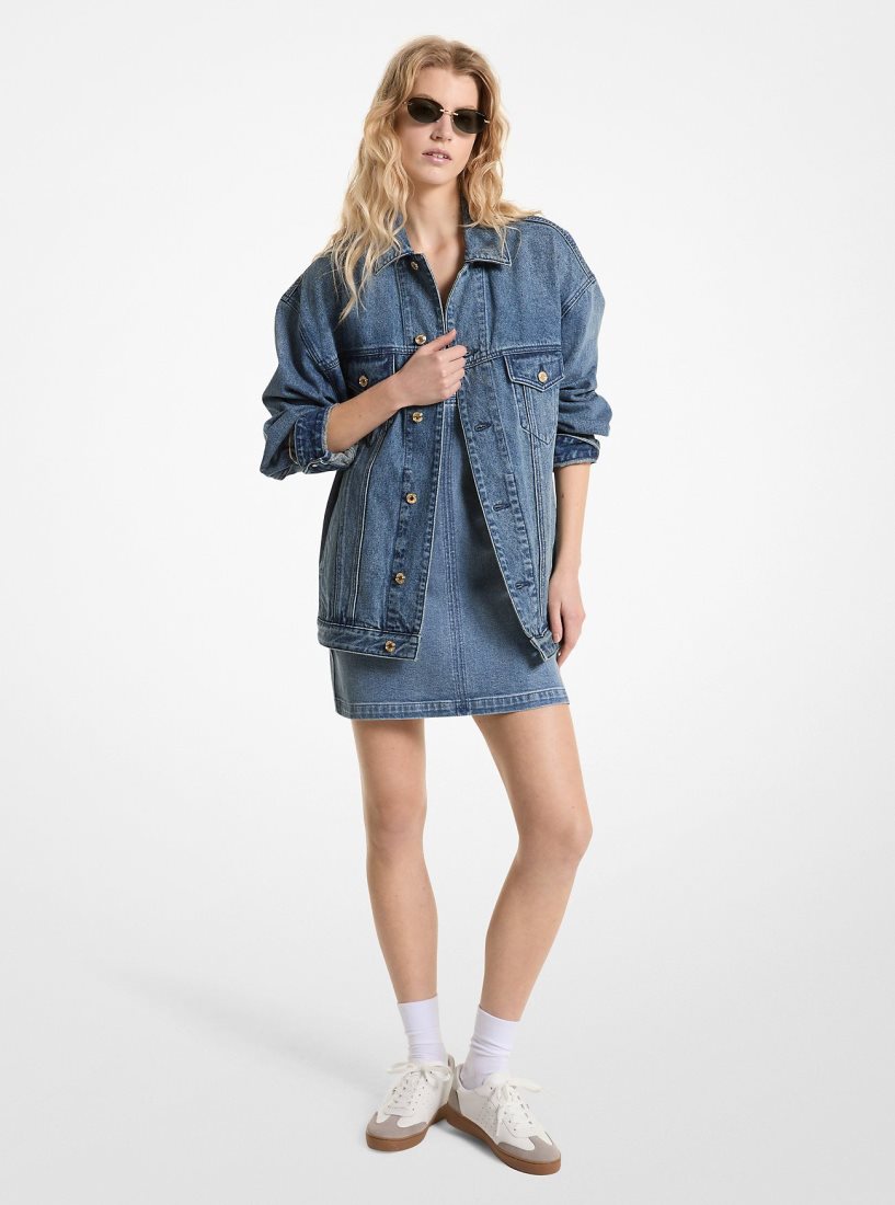 Michael Kors Oversized Denim Jacket Jacken Damen Blau Waschen | PRZFMQ089
