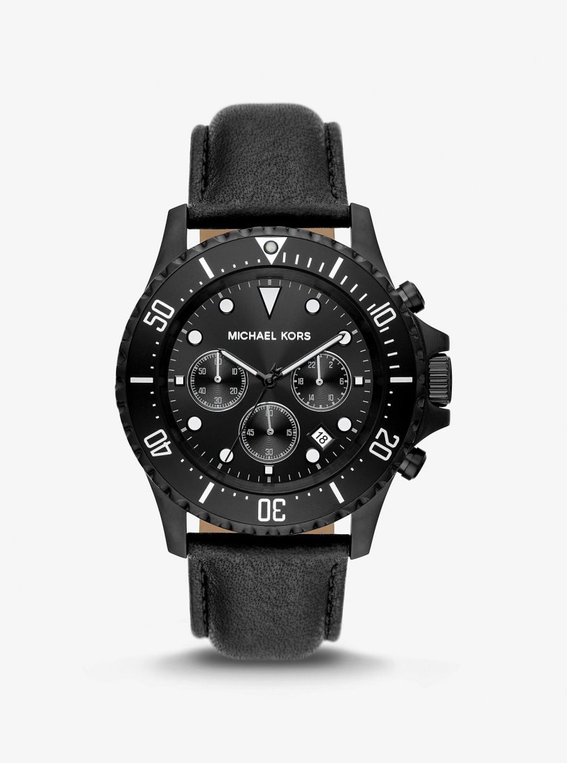 Michael Kors Oversized Everest Black-Tone and Leather Watch Black-tone Damen Schwarz | ZPOEQK581