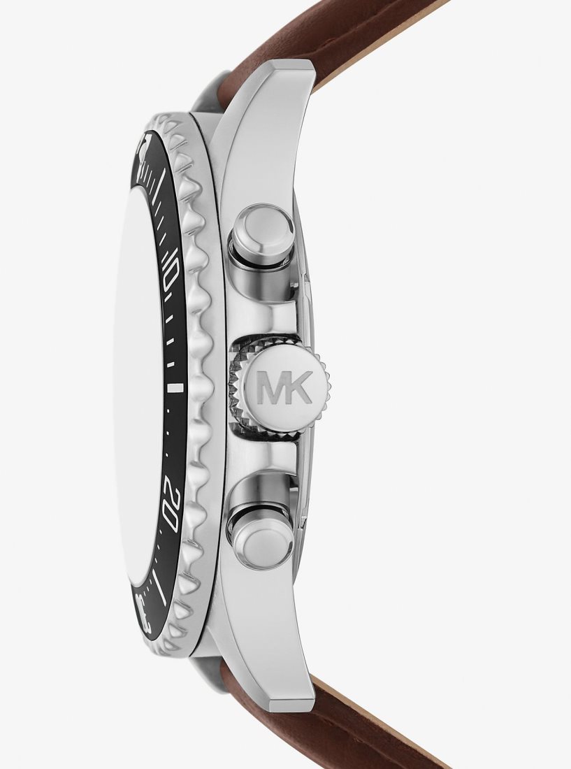 Michael Kors Oversized Everest Silver-Tone and Leather Watch Silver-tone Damen Silber | CRQYDW831