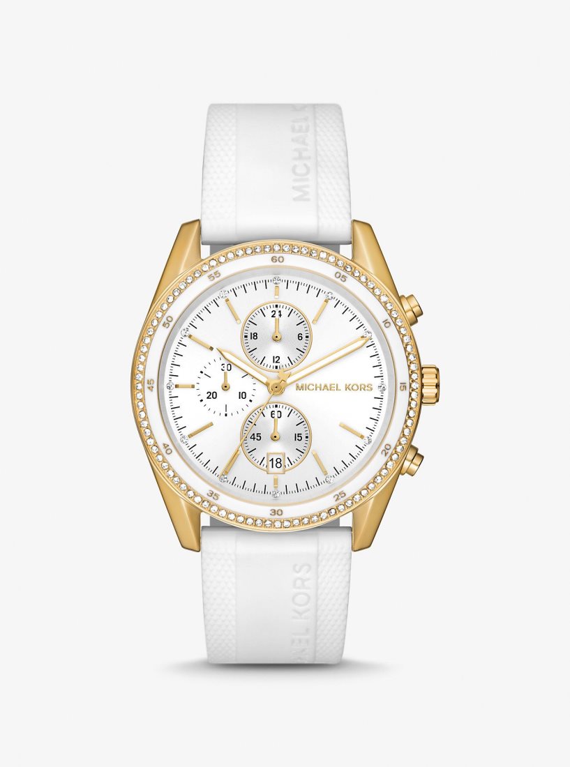 Michael Kors Oversized Hadyn Pave Gold-Tone Watch Gold-tone Damen Weiß | XTHIJE680