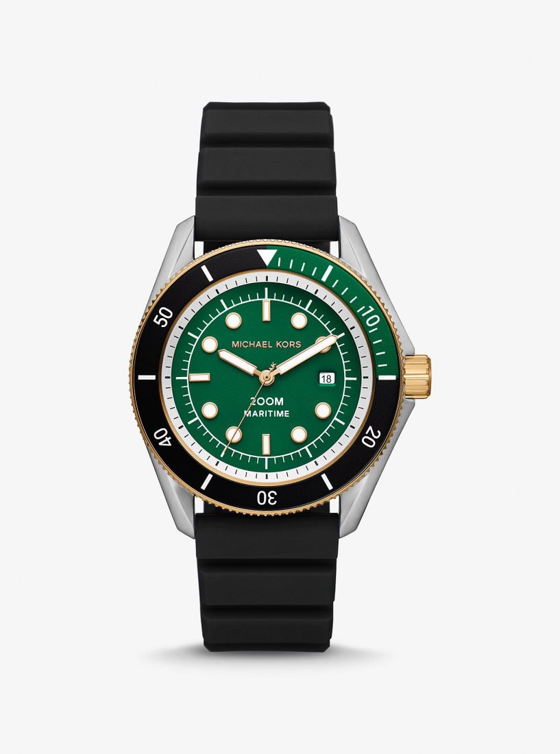 Michael Kors Oversized Maritime Silicone Watch Silicone Herren Schwarz | AZIGSE691