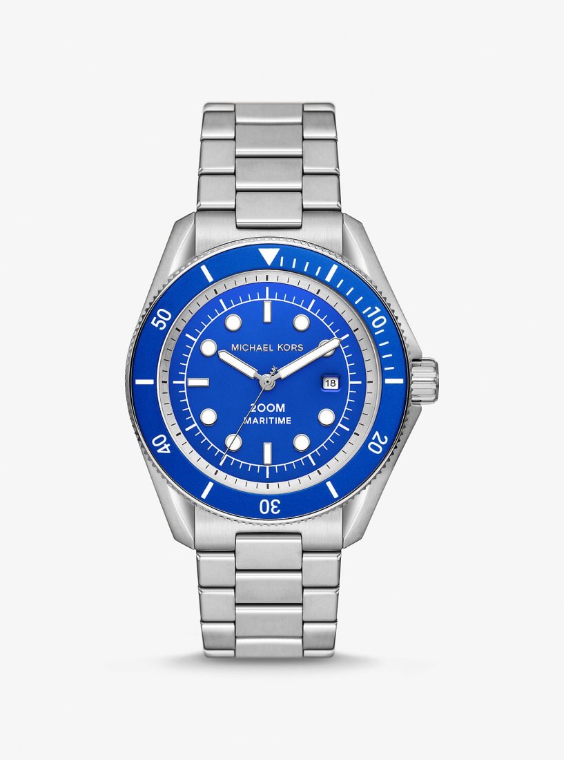 Michael Kors Oversized Maritime Silver-Tone Watch Silver-tone Herren Silber | AKFSQD785