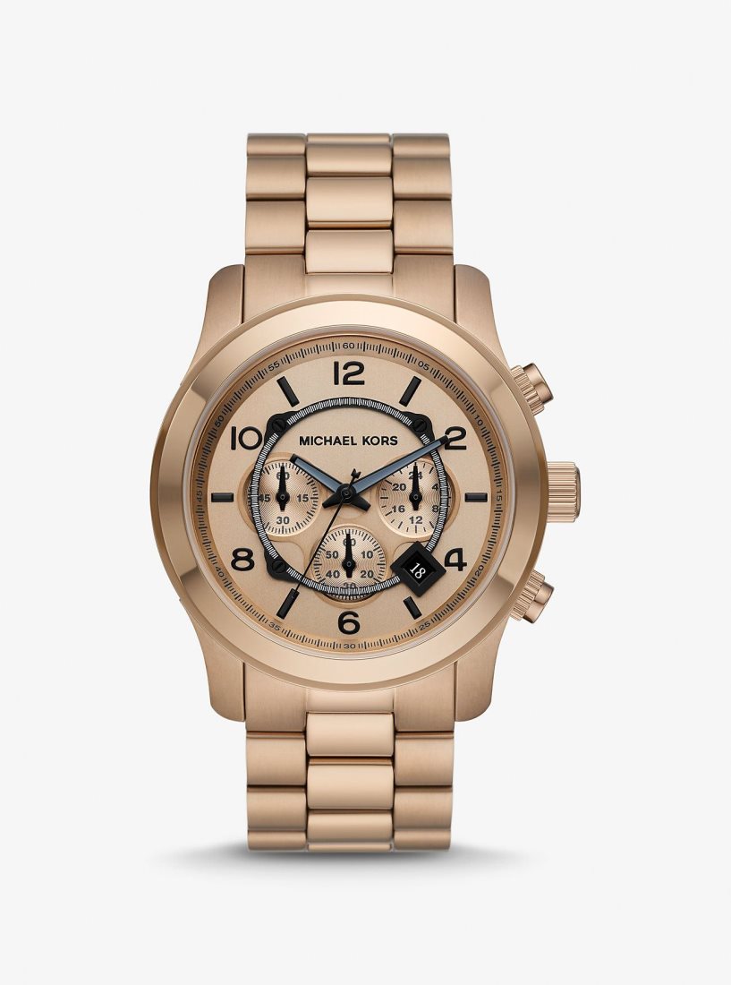 Michael Kors Oversized Runway Beige Gold-Tone Watch Gold-tone Herren Husk | IUCWVA109