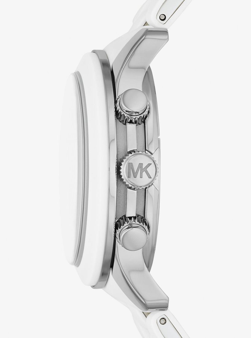 Michael Kors Oversized Runway White-Tone Watch Silver-tone Herren Weiß | YNAFTK538