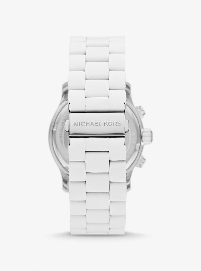 Michael Kors Oversized Runway White-Tone Watch Silver-tone Herren Weiß | YNAFTK538