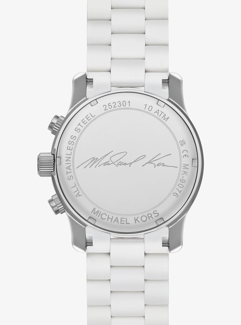Michael Kors Oversized Runway White-Tone Watch Silver-tone Herren Weiß | YNAFTK538