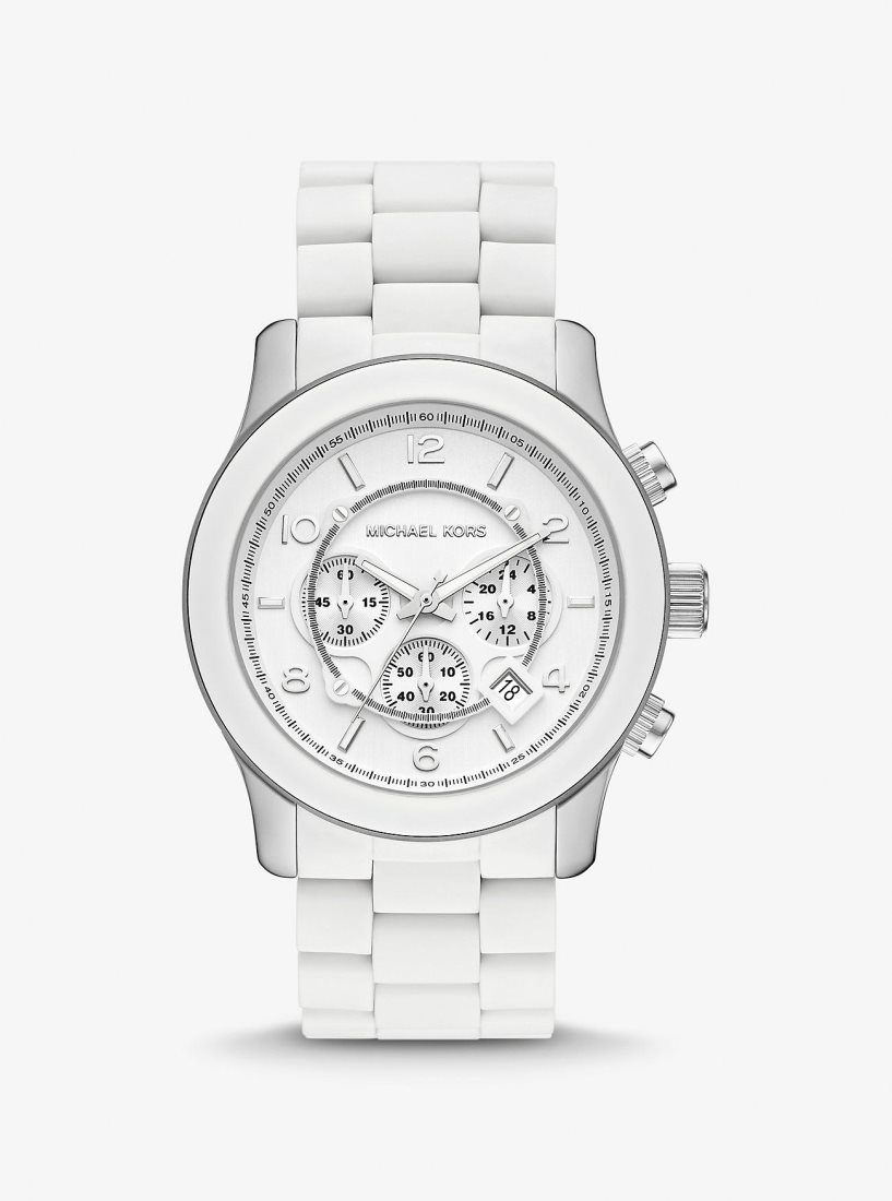 Michael Kors Oversized Runway White-Tone Watch Silver-tone Herren Weiß | YNAFTK538