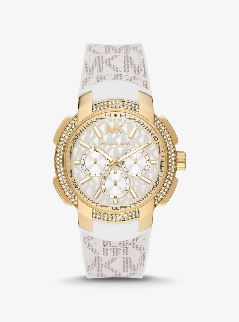 Michael Kors Oversized Sydney Pave Gold-Tone and Logo Watch Gold-tone Damen Hellgelb | THWBSN402