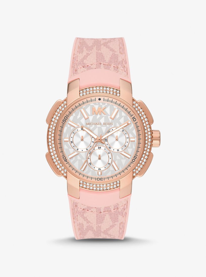 Michael Kors Oversized Sydney Pave Rose Gold-Tone and Logo Watch Gold-tone Damen Rosa | ZBOWYT264