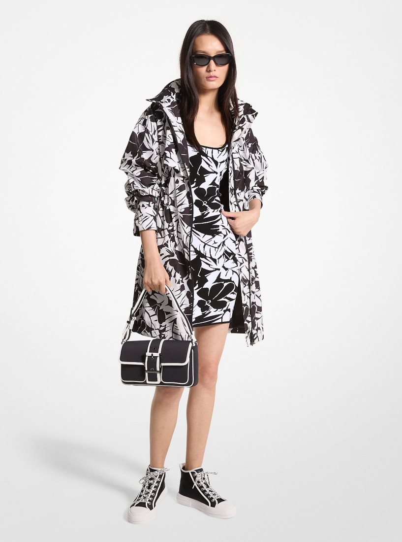 Michael Kors Palm Print Woven Anorak Jacken Damen Schwarz Weiß | WUBNMG698