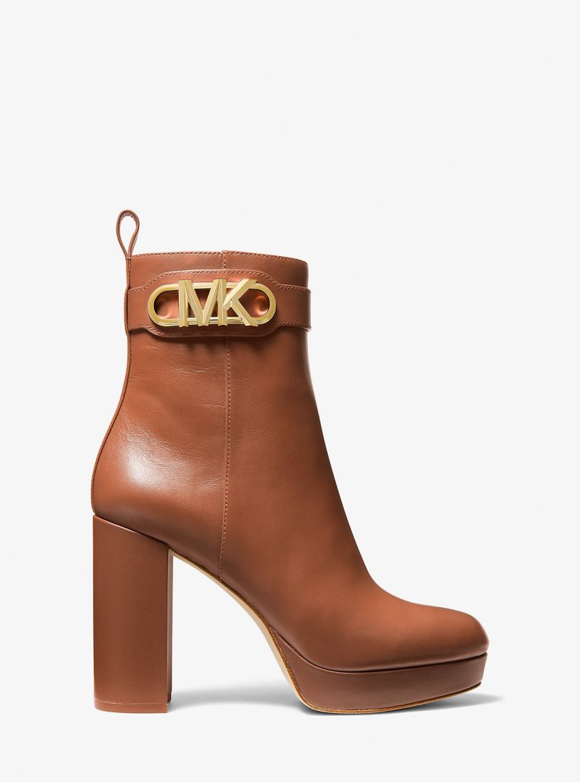Michael Kors Parker Leather Platform Boot Stiefeletten Damen Luggage | SLEROF408