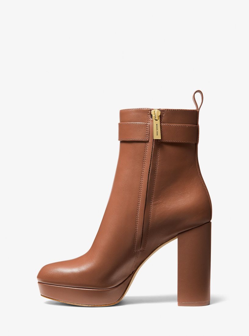 Michael Kors Parker Leather Platform Boot Stiefeletten Damen Luggage | SLEROF408
