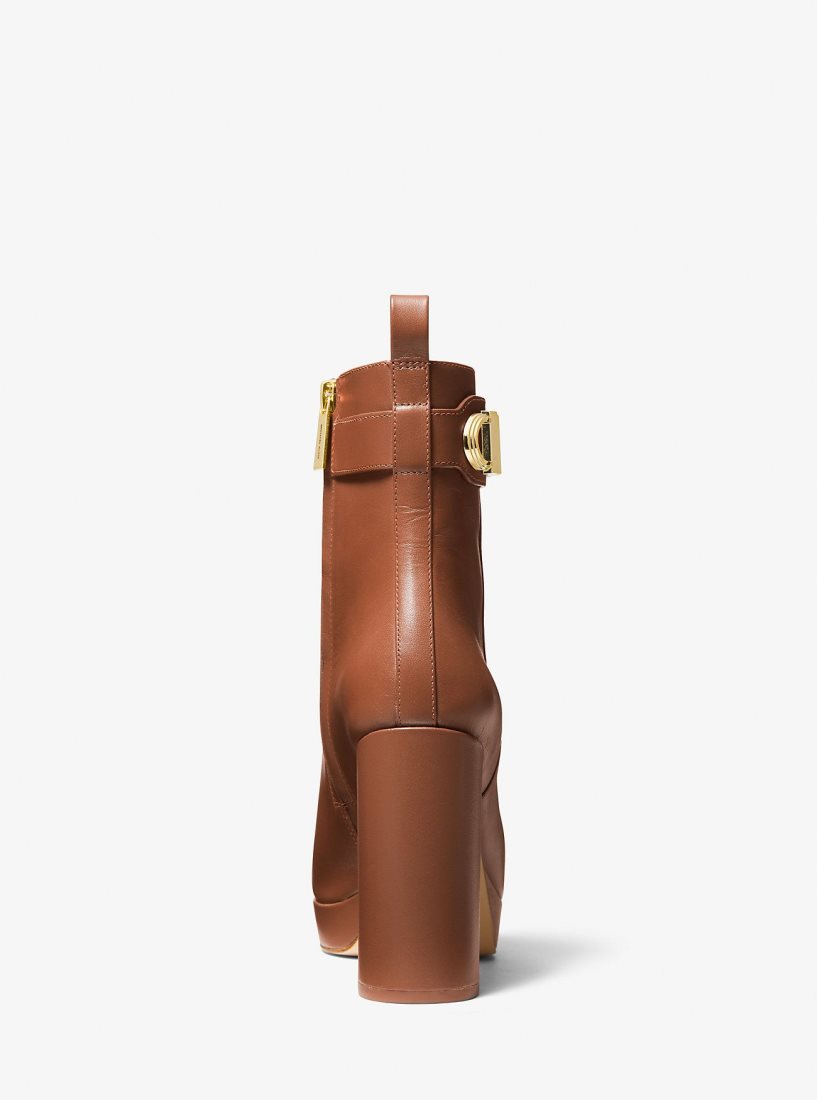 Michael Kors Parker Leather Platform Boot Stiefeletten Damen Luggage | SLEROF408