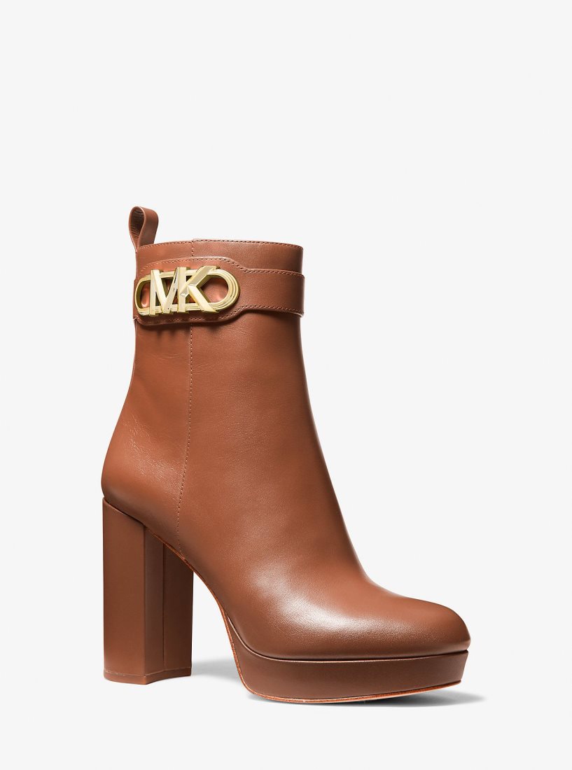 Michael Kors Parker Leather Platform Boot Stiefeletten Damen Luggage | SLEROF408