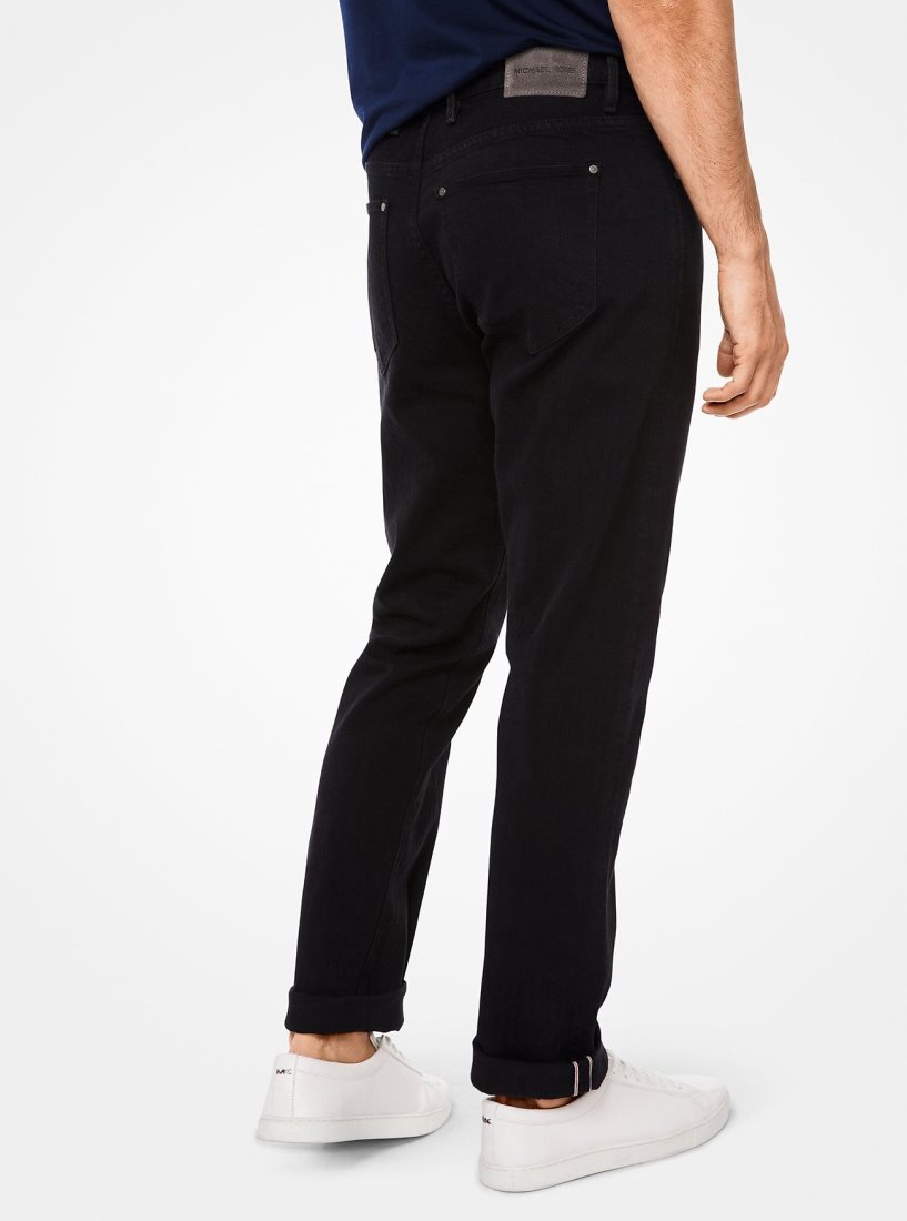 Michael Kors Parker Slim-Fit Stretch-Selvedge Jeans Hose Herren Schwarz | LKRYXS947