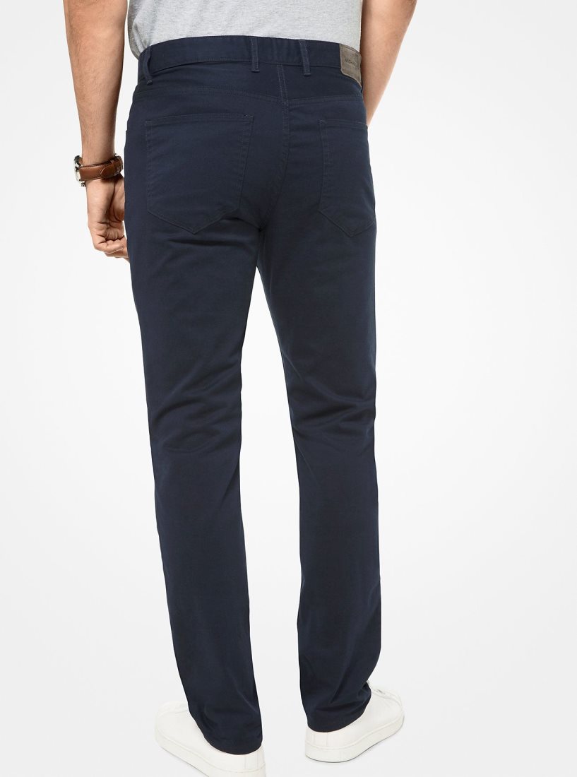 Michael Kors Parker Slim-Fit Stretch-Twill Pants Hose Herren Midnight | AYKTWL712