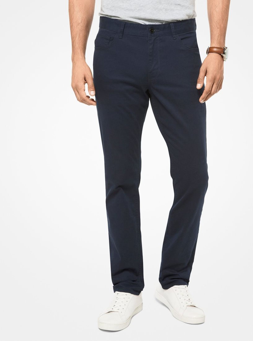 Michael Kors Parker Slim-Fit Stretch-Twill Pants Hose Herren Midnight | AYKTWL712