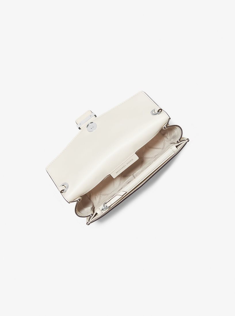 Michael Kors Penelope Medium Leather Clutch Mini Tasche Damen Weiß | GJBTWM596