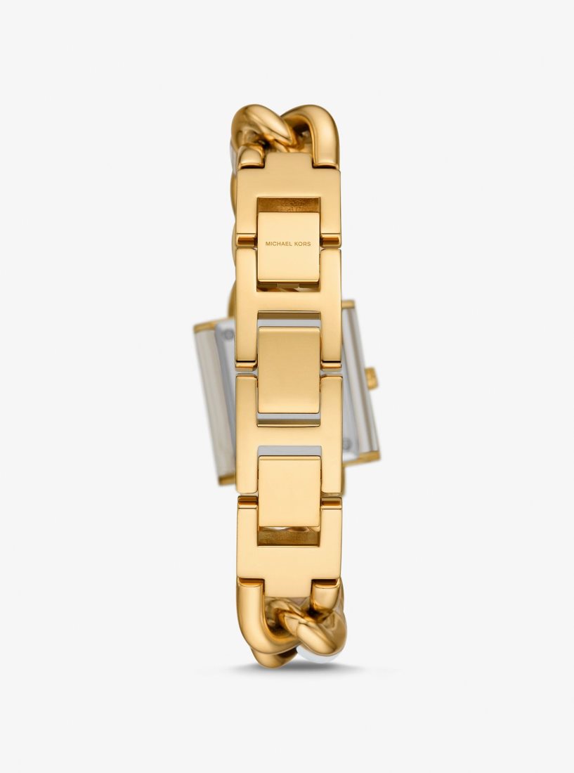 Michael Kors Petite Lock Pave Gold-Tone and Acetate Chain Watch Gold-tone Damen Horn | HULRYJ689