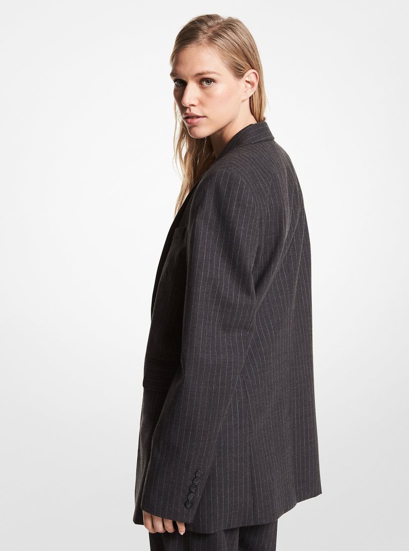 Michael Kors Pinstripe Stretch Wool Blazer Jacken Damen Derby Heather | ASPYTG610