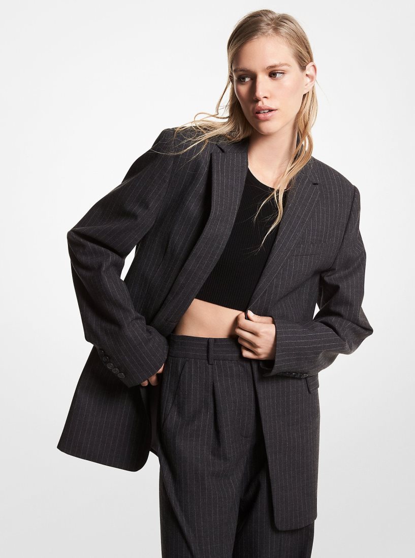 Michael Kors Pinstripe Stretch Wool Blazer Jacken Damen Derby Heather | ASPYTG610
