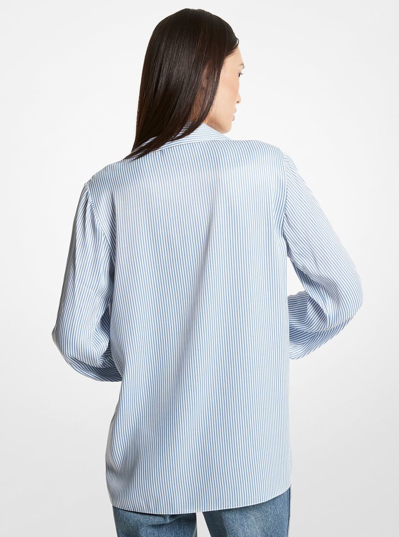 Michael Kors Pinstriped Satin Blouse Oberteile Damen Blueberry | WUSFMO730