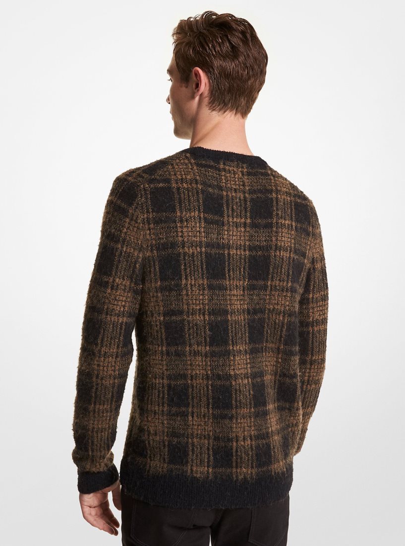 Michael Kors Plaid Brushed Knit Sweater Pullover Herren Schwarz | UHLCJD128