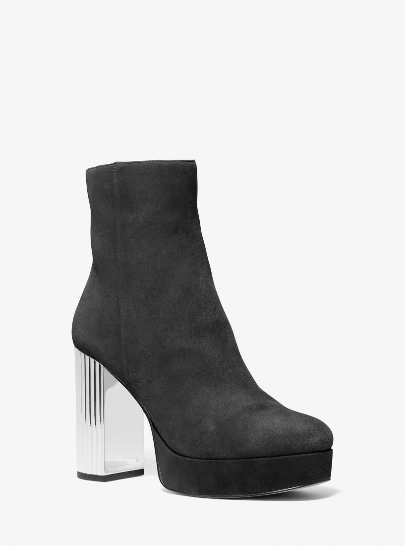 Michael Kors Porter Suede Platform Ankle Boot Stiefeletten Damen Schwarz | QHTRGA395