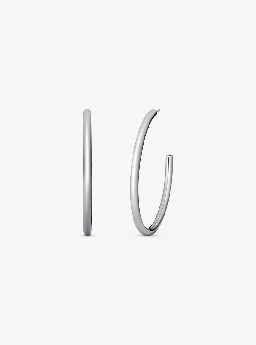 Michael Kors Precious-Metal Plated Brass Large Hoop Earrings Ohrringe Damen Silber | BFXULM945