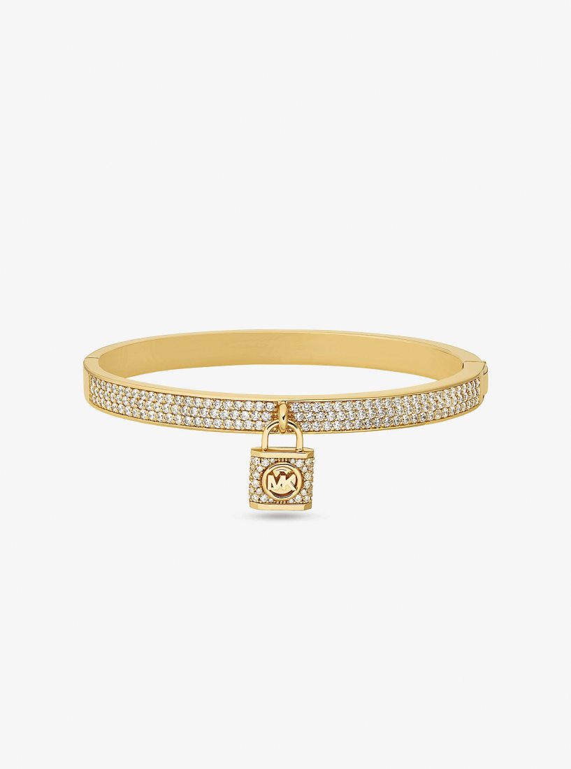 Michael Kors Precious Metal-Plated Brass Pave Lock Bangle Armreifen Damen Gold | BLKDCN901