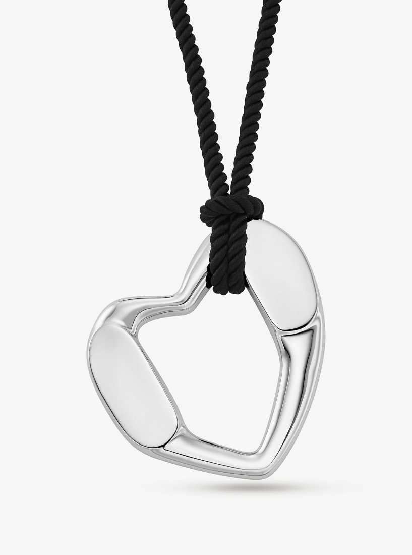 Michael Kors Precious Metal-Plated Brass Heart Necklace Ketten Damen Silber | RPYKZC290