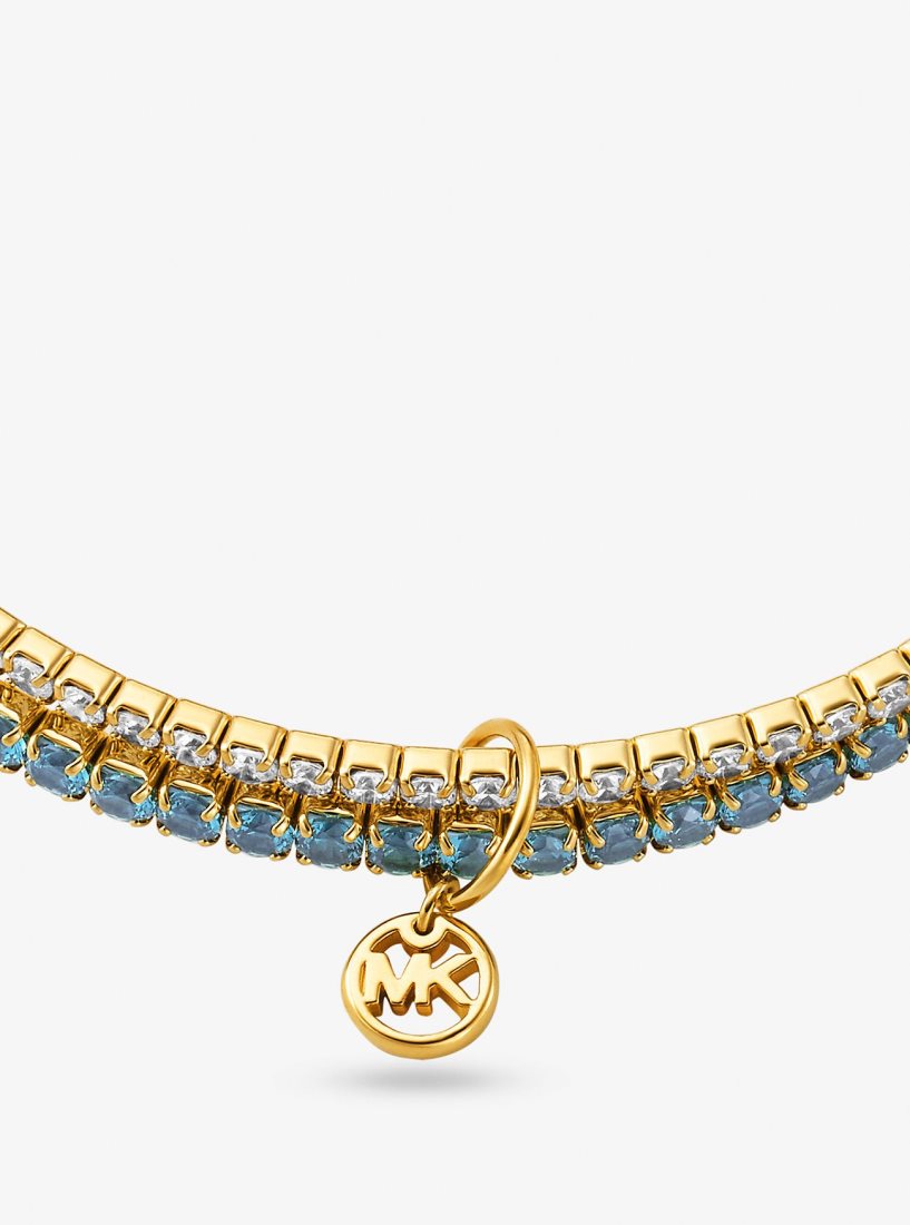 Michael Kors Precious Metal-Plated Brass Double Wrap Tennis Bracelet Armbänder Damen Türkis | YHKSTP105