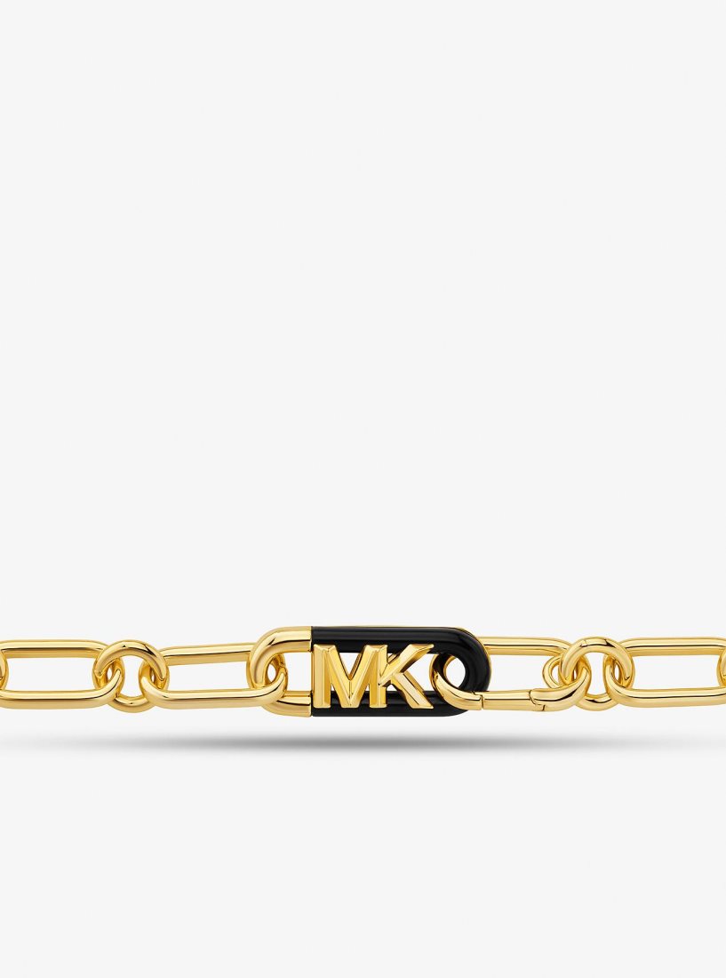 Michael Kors Precious Metal-Plated Brass and Acetate Empire Logo Chain Necklace Ketten Damen Gold | EAHPBU367